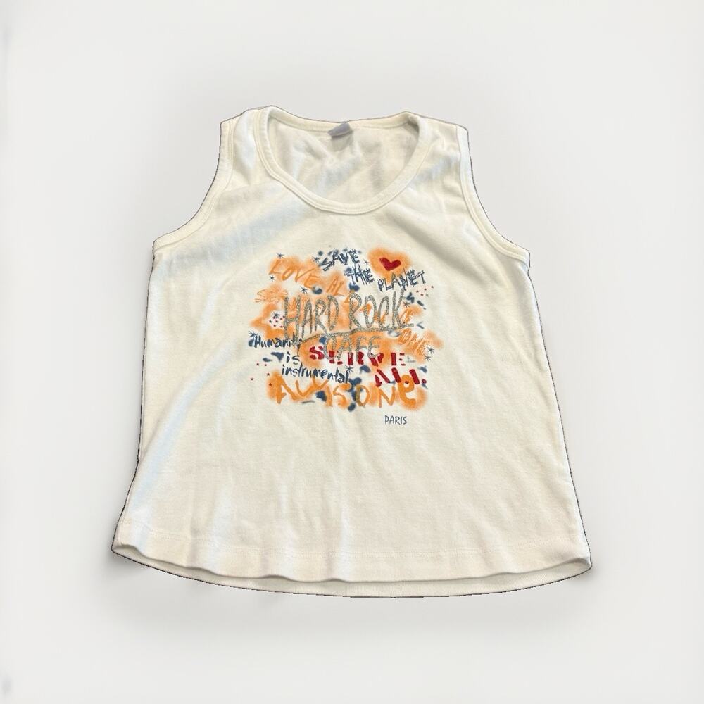 Hard Rock Cafe Womens White Paris Graphic Print Sleeveless Tank Size M Medium